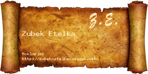 Zubek Etelka névjegykártya